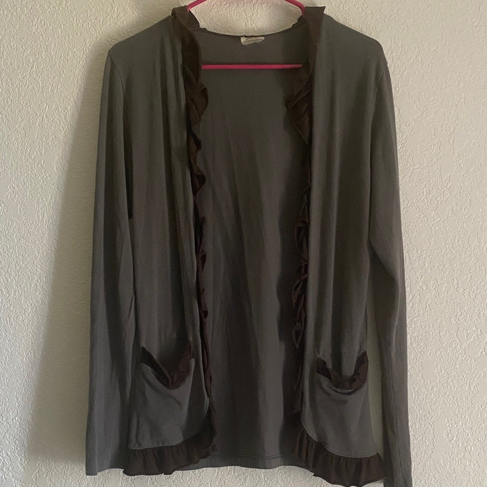 Matilda Jane Gray and Brown Ruffle Cardigan